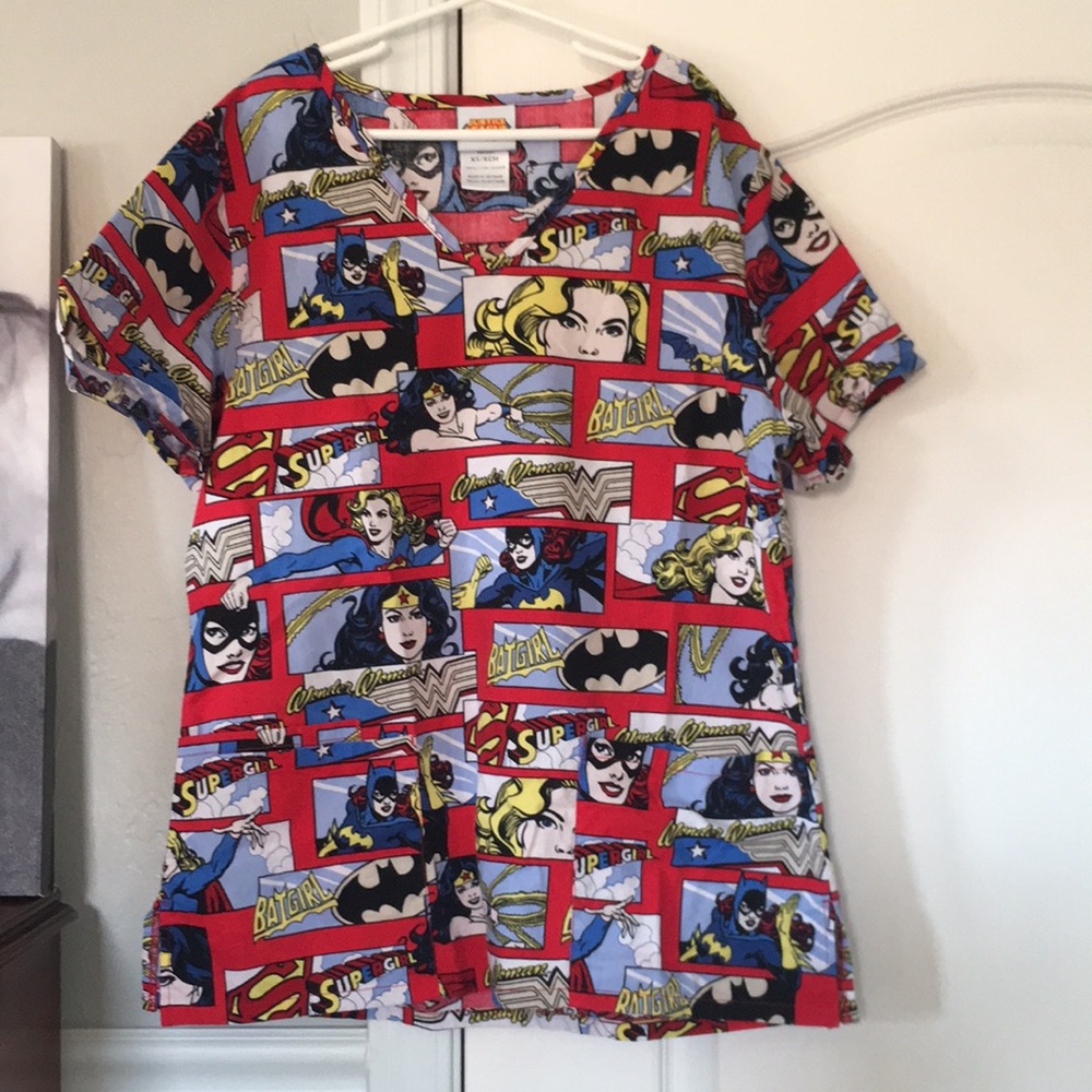 •Justice League Women’s Super Hero Scrub Top•